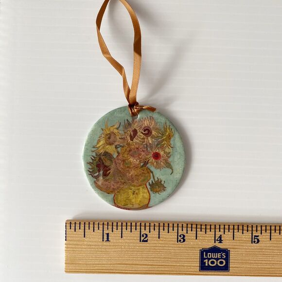 Van Gogh Sunflowers Keepsake Ornament RainCaper Double Sided 3" Porcelain NEW - Picture 8 of 8